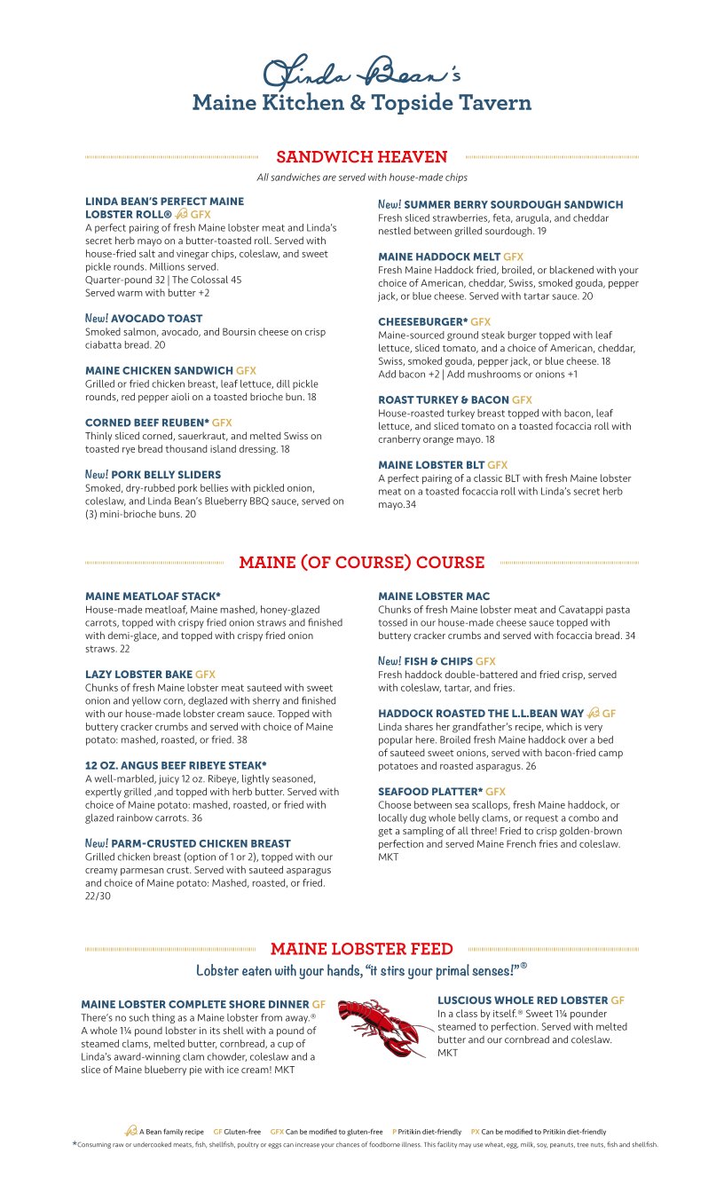 Menu page listing salads, starters, and desserts.